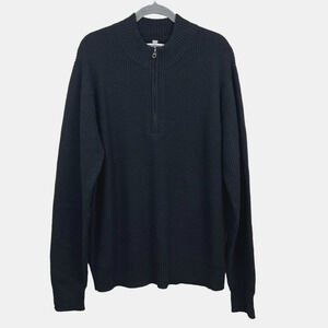 Schott Bros Wool Blend Sweater Quarter Zip Stand Collar Long Sleeve Black Men XL